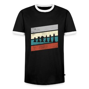 Échecs Rétro - T-shirt contrasté Homme - noir/blanc - Devant - AI Model Female 172 light (172cm) & AI Model Male 178 light (178cm)