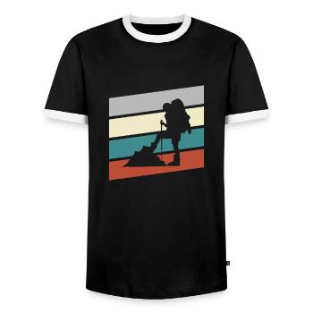 Wandern Retro - Männer Kontrast-T-Shirt - Schwarz/Weiß - Vorne - AI Model Female 172 light (172cm) & AI Model Male 178 light (178cm)