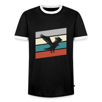 Adler Retro - Männer Kontrast-T-Shirt - Schwarz/Weiß - Vorne - AI Model Female 172 light (172cm) & AI Model Male 178 light (178cm)
