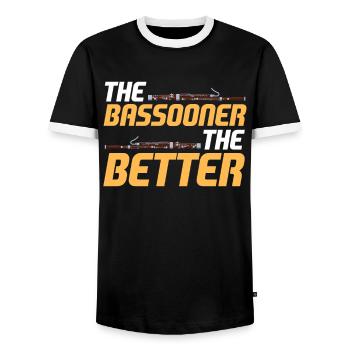Bassoon bassoonist - Men's Ringer Shirt - black/white - Front - AI Model Female 172 light (172cm) & AI Model Male 178 light (178cm)