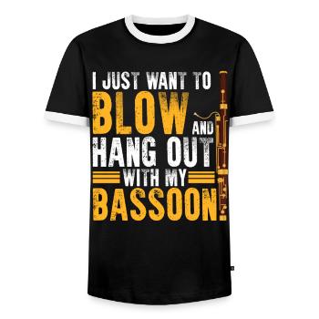 Bassoonist - Men's Ringer Shirt - black/white - Front - AI Model Female 172 light (172cm) & AI Model Male 178 light (178cm)