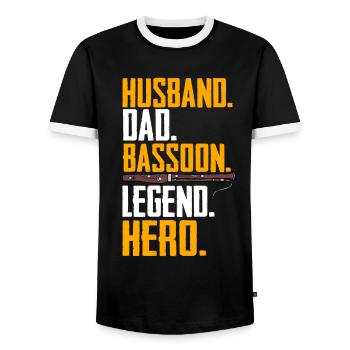 Bassoonist - Men's Ringer Shirt - black/white - Front - AI Model Female 172 light (172cm) & AI Model Male 178 light (178cm)