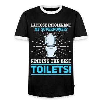 Lactose intolerant toilets - intolerance - Men's Ringer Shirt - black/white - Front - AI Model Female 172 light (172cm) & AI Model Male 178 light (178cm)