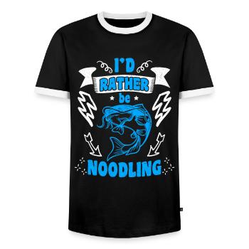 Catfish Angler Je préfère être Noodling Flathead Fish - T-shirt contrasté Homme - noir/blanc - Devant - AI Model Female 172 light (172cm) & AI Model Male 178 light (178cm)