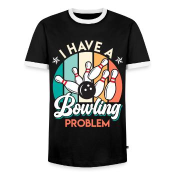 Bowling player funny I have a bowling problem - Men's Ringer Shirt - black/white - Front - AI Model Female 172 light (172cm) & AI Model Male 178 light (178cm)