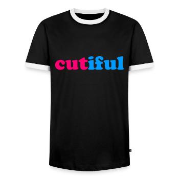 Cutiful My Blend Between Cute and Beautiful - Men's Ringer Shirt - black/white - Front - AI Model Female 172 light (172cm) & AI Model Male 178 light (178cm)