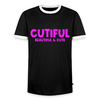 Cutiful My Blend Between Cute and Beautiful - Men's Ringer Shirt - black/white - Front - AI Model Female 172 light (172cm) & AI Model Male 178 light (178cm)