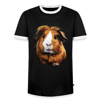 Niedliches Meerschweinchen Gemaltes - Männer Kontrast-T-Shirt - Schwarz/Weiß - Vorne - AI Model Female 172 light (172cm) & AI Model Male 178 light (178cm)