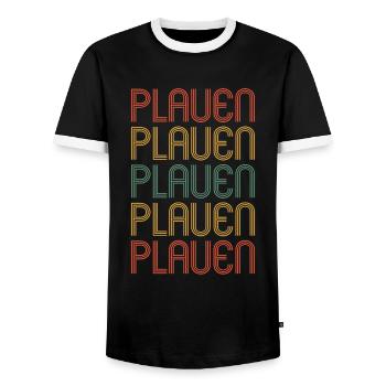 Plauenerin Plauener Plauen - Men's Ringer Shirt - black/white - Front - AI Model Female 172 light (172cm) & AI Model Male 178 light (178cm)