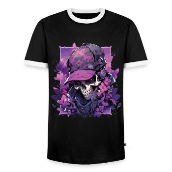 Skull Skull Skulls Skull Skeleton - Men's Ringer Shirt - black/white - Front - AI Model Female 172 light (172cm) & AI Model Male 178 light (178cm)