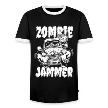 Zombie Halloween - Men's Ringer Shirt - black/white - Front - AI Model Female 172 light (172cm) & AI Model Male 178 light (178cm)