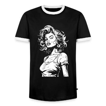 Zombie Halloween - Men's Ringer Shirt - black/white - Front - AI Model Female 172 light (172cm) & AI Model Male 178 light (178cm)
