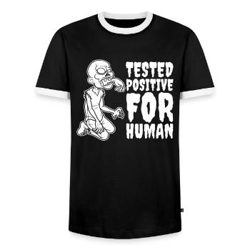 Zombie Halloween - Men's Ringer Shirt - black/white - Front - AI Model Female 172 light (172cm) & AI Model Male 178 light (178cm)