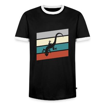 Lézard Rétro - T-shirt contrasté Homme - noir/blanc - Devant - AI Model Female 172 light (172cm) & AI Model Male 178 light (178cm)