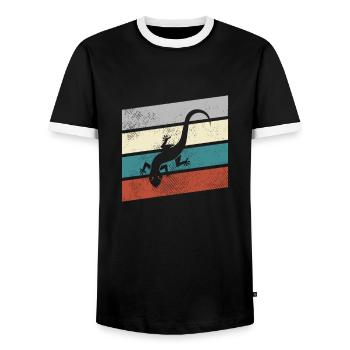 Lézard Rétro - T-shirt contrasté Homme - noir/blanc - Devant - AI Model Female 172 light (172cm) & AI Model Male 178 light (178cm)
