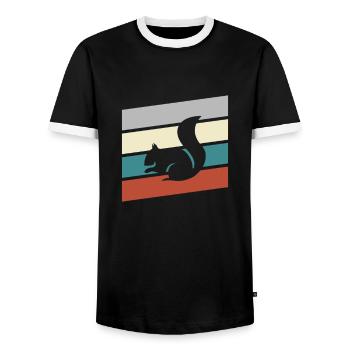 Squirrel Retro - Men's Ringer Shirt - black/white - Front - AI Model Female 172 light (172cm) & AI Model Male 178 light (178cm)
