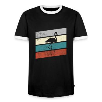 Flamingo Retro - Männer Kontrast-T-Shirt - Schwarz/Weiß - Vorne - AI Model Female 172 light (172cm) & AI Model Male 178 light (178cm)