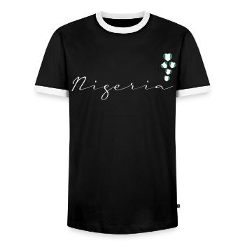 Nigéria - T-shirt contrasté Homme - noir/blanc - Devant - AI Model Female 172 light (172cm) & AI Model Male 178 light (178cm)