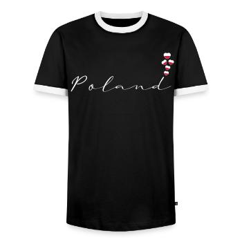 Poland - Men's Ringer Shirt - black/white - Front - AI Model Female 172 light (172cm) & AI Model Male 178 light (178cm)