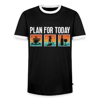 Plan de Stand Up Paddle pour aujourd’hui Paddleboard - T-shirt contrasté Homme - noir/blanc - Devant - AI Model Female 172 light (172cm) & AI Model Male 178 light (178cm)