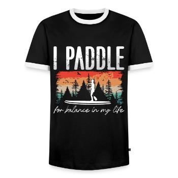 Stand Up Paddle I Paddle For Balance Water Sport - Männer Kontrast-T-Shirt - Schwarz/Weiß - Vorne - AI Model Female 172 light (172cm) & AI Model Male 178 light (178cm)