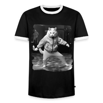 Chats Chat Chat Amoureux Drôles de Chats - T-shirt contrasté Homme - noir/blanc - Devant - AI Model Female 172 light (172cm) & AI Model Male 178 light (178cm)