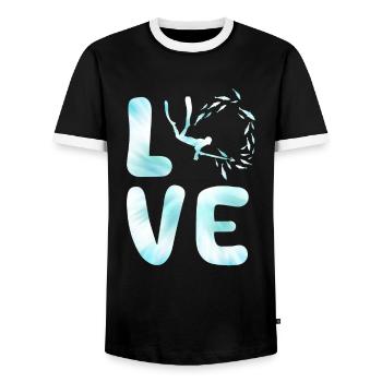 Speerfischen LOVE Speerfischer Dive Fischjagd - Männer Kontrast-T-Shirt - Schwarz/Weiß - Vorne - AI Model Female 172 light (172cm) & AI Model Male 178 light (178cm)
