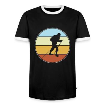 Wandern Retro - Männer Kontrast-T-Shirt - Schwarz/Weiß - Vorne - AI Model Female 172 light (172cm) & AI Model Male 178 light (178cm)