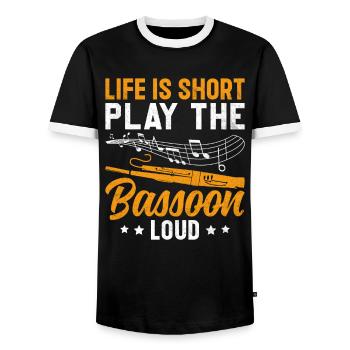 Bassoonist - Men's Ringer Shirt - black/white - Front - AI Model Female 172 light (172cm) & AI Model Male 178 light (178cm)
