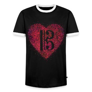 Alto clef clef Alto singer Viola - Men's Ringer Shirt - black/white - Front - AI Model Female 172 light (172cm) & AI Model Male 178 light (178cm)