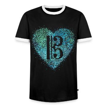 Viola clef clef Viola Music teacher - Men's Ringer Shirt - black/white - Front - AI Model Female 172 light (172cm) & AI Model Male 178 light (178cm)