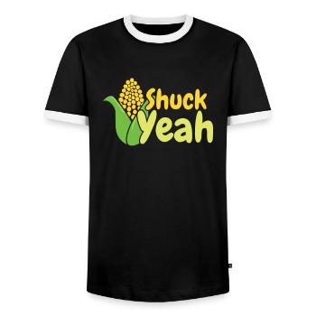 Shuck yes- Corn Farmer Farmer Corn Grain - Men's Ringer Shirt - black/white - Front - AI Model Female 172 light (172cm) & AI Model Male 178 light (178cm)