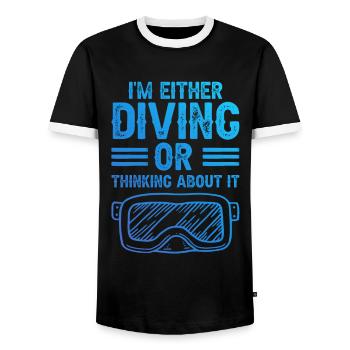 Diving scuba diving - Men's Ringer Shirt - black/white - Front - AI Model Female 172 light (172cm) & AI Model Male 178 light (178cm)