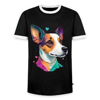 Jack Russell Terrier Dog Dog Lover Design - Men's Ringer Shirt - black/white - Front - AI Model Female 172 light (172cm) & AI Model Male 178 light (178cm)