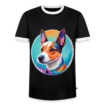 Jack Russel Dog Favorite Dog & Faithful Companion - Men's Ringer Shirt - black/white - Front - AI Model Female 172 light (172cm) & AI Model Male 178 light (178cm)