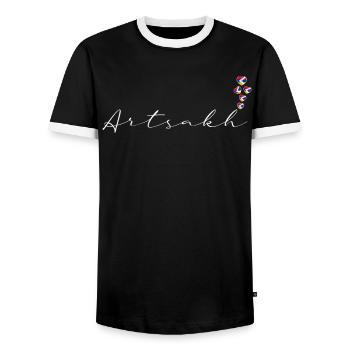 Artsakh - T-shirt contrasté Homme - noir/blanc - Devant - AI Model Female 172 light (172cm) & AI Model Male 178 light (178cm)