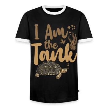 Sea Turtle Tortoise I Am The Tank - Men's Ringer Shirt - black/white - Front - AI Model Female 172 light (172cm) & AI Model Male 178 light (178cm)
