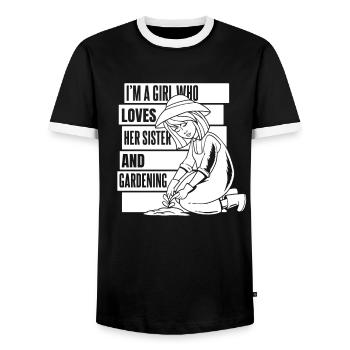 Jardinier amateur jardinier jardinier - T-shirt contrasté Homme - noir/blanc - Devant - AI Model Female 172 light (172cm) & AI Model Male 178 light (178cm)