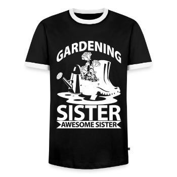 Jardinier amateur jardinier jardinier - T-shirt contrasté Homme - noir/blanc - Devant - AI Model Female 172 light (172cm) & AI Model Male 178 light (178cm)