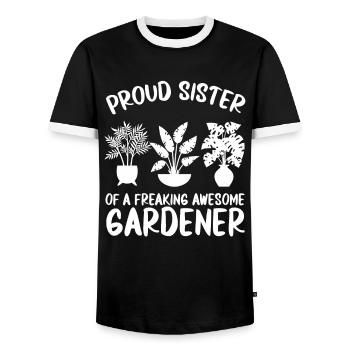 Jardinier amateur jardinier jardinier - T-shirt contrasté Homme - noir/blanc - Devant - AI Model Female 172 light (172cm) & AI Model Male 178 light (178cm)