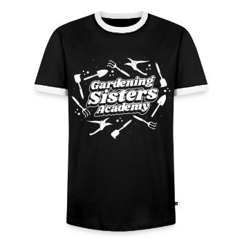 Jardinier amateur jardinier jardinier - T-shirt contrasté Homme - noir/blanc - Devant - AI Model Female 172 light (172cm) & AI Model Male 178 light (178cm)