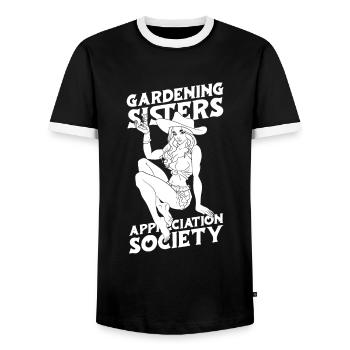 Jardinier amateur jardinier jardinier - T-shirt contrasté Homme - noir/blanc - Devant - AI Model Female 172 light (172cm) & AI Model Male 178 light (178cm)