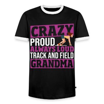 Mamie folle, fière, toujours bruyante en athlétisme - T-shirt contrasté Homme - noir/blanc - Devant - AI Model Female 172 light (172cm) & AI Model Male 178 light (178cm)