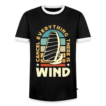 Windsurfing Cancel Everything There Is Wakeboard - Männer Kontrast-T-Shirt - Schwarz/Weiß - Vorne - AI Model Female 172 light (172cm) & AI Model Male 178 light (178cm)