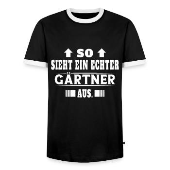 Gärtner Gartenbau Landschaftsbau Hobbygärtner - Männer Kontrast-T-Shirt - Schwarz/Weiß - Vorne - AI Model Female 172 light (172cm) & AI Model Male 178 light (178cm)