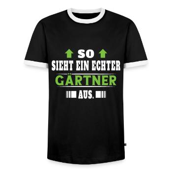 Gärtner Gartenbau Landschaftsbau Hobbygärtner - Männer Kontrast-T-Shirt - Schwarz/Weiß - Vorne - AI Model Female 172 light (172cm) & AI Model Male 178 light (178cm)