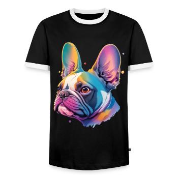 Bouledogue Français Fidèles Chiens Ami Chien - T-shirt contrasté Homme - noir/blanc - Devant - AI Model Female 172 light (172cm) & AI Model Male 178 light (178cm)
