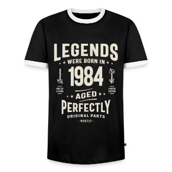 Legends 1984 Birthday 39 Years Old - Men's Ringer Shirt - black/white - Front - AI Model Female 172 light (172cm) & AI Model Male 178 light (178cm)
