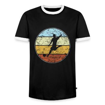 Football Rétro - T-shirt contrasté Homme - noir/blanc - Devant - AI Model Female 172 light (172cm) & AI Model Male 178 light (178cm)
