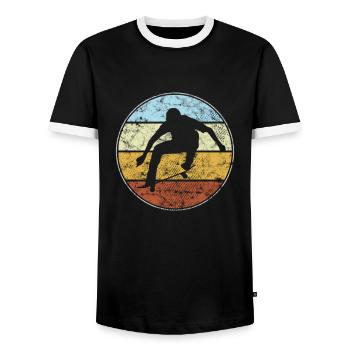 Skating Retro - Männer Kontrast-T-Shirt - Schwarz/Weiß - Vorne - AI Model Female 172 light (172cm) & AI Model Male 178 light (178cm)